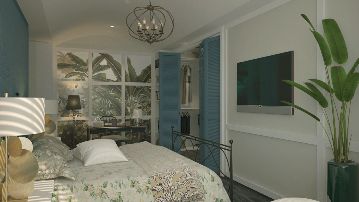Bố trí không gian phòng ngủ tiện nghi kết hợp cùng không gian xanh đầy thư giãn