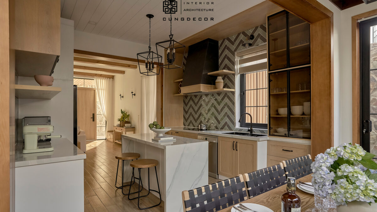 Góc bếp rustic đầy ấm áp