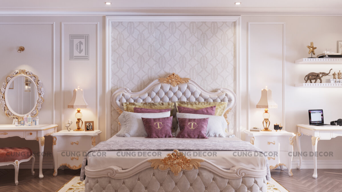 phòng ngủ biệt thự cổ điển quý phái và trang nhã