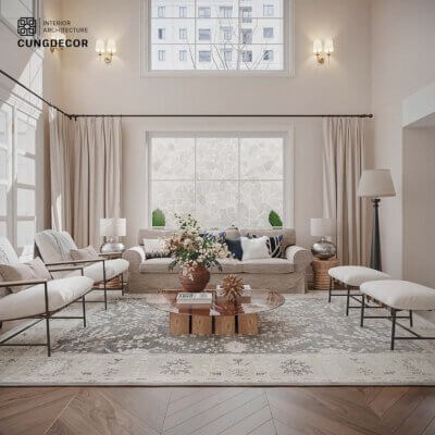 Mẫu thiết kế nội thất biệt thự tân cổ điển sang trọng tinh tế